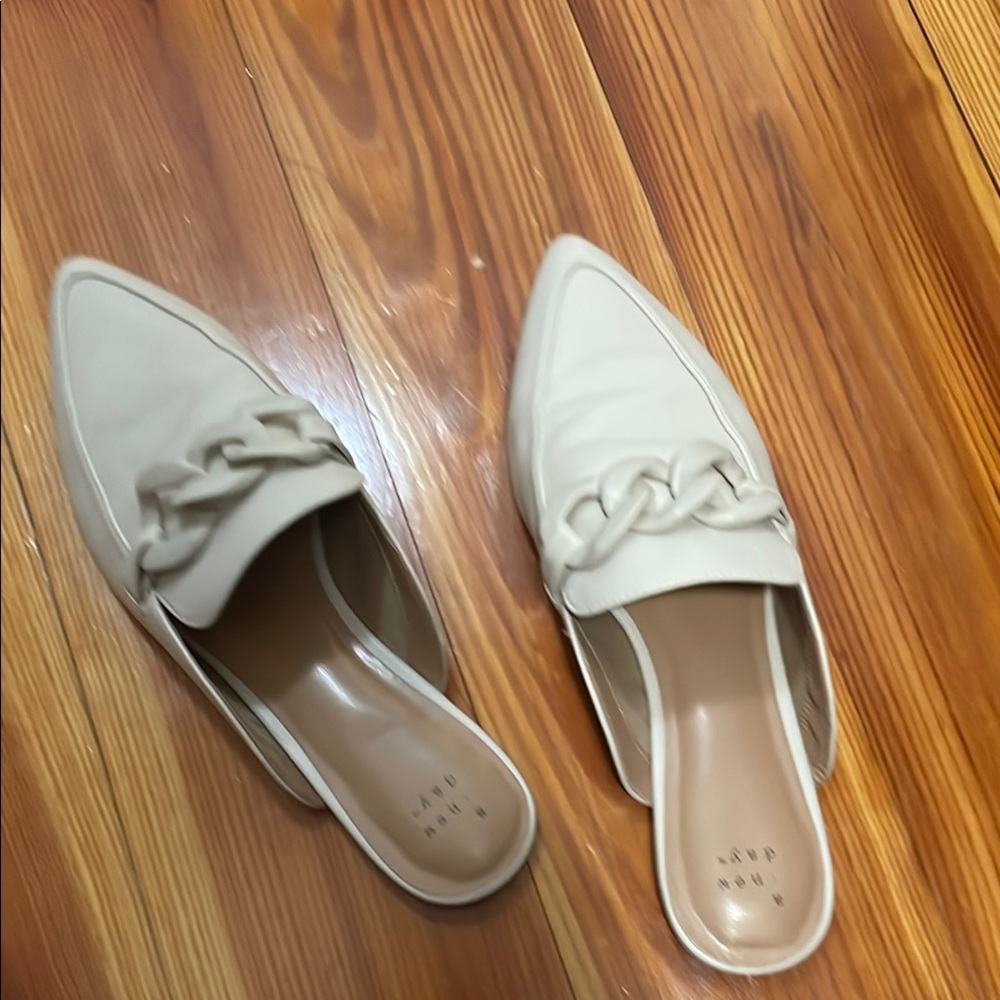 Cream Mules with Chain Detail a new day